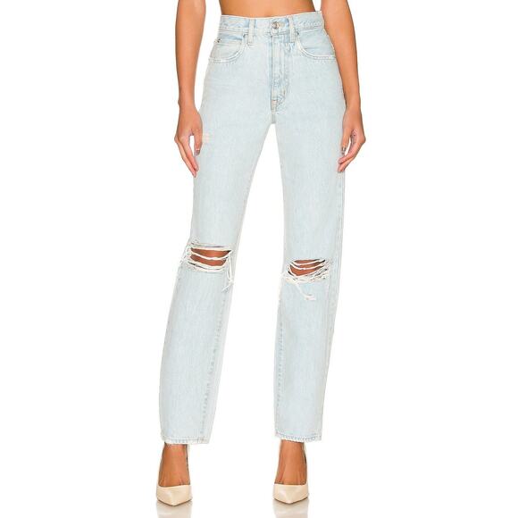 SLVRLAKE London High Rise Straight Love Hurts Distressed Rip Straight Leg Jeans - Picture 1 of 15